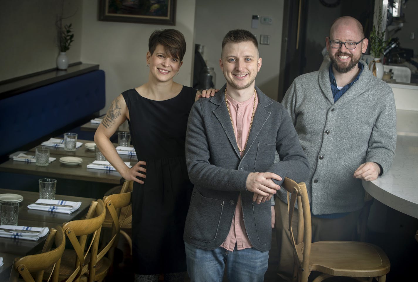 Hyacinth's Chef and Owner Rikki Giambruno, General Manager Beth Johnson and Chef de Cuisine Paul Baker, Friday, November 9, 2018 in St. Paul, MN. ] ELIZABETH FLORES &#xef; liz.flores@startribune.com