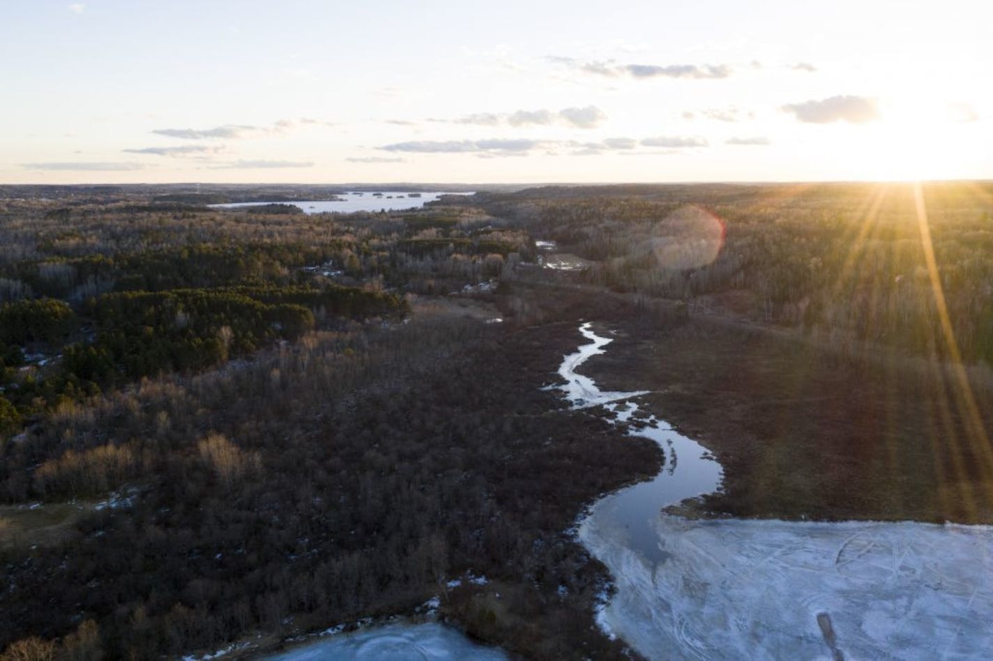 Fall Lake, near Winton, Minn., part of the Boundary Waters, a vast landscape of federally protected lakes and forests along the border with Canada, April 18, 2019. The Trump administration has worked at a high level to remove roadblocks to major copper mine which Antofagasta, the Chilean mining giant, wants to build here.