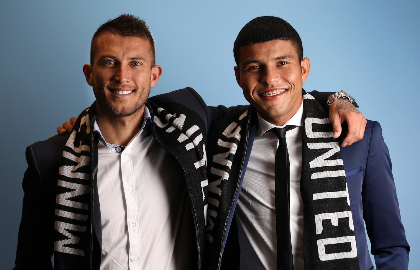 Francisco Calvo, left, and Johan Venegas stand for a portrait Tuesday. ] ANTHONY SOUFFLE &#x2022; anthony.souffle@startribune.com Francisco Calvo and Johan Venegas, two of Minnesota United's newly acquired players from Costa Rica, sat for an interview with Star Tribune sports editor Paul Klauda for an Tuesday, Jan. 3, 2017 at the team's offices in Golden Valley, Minn.