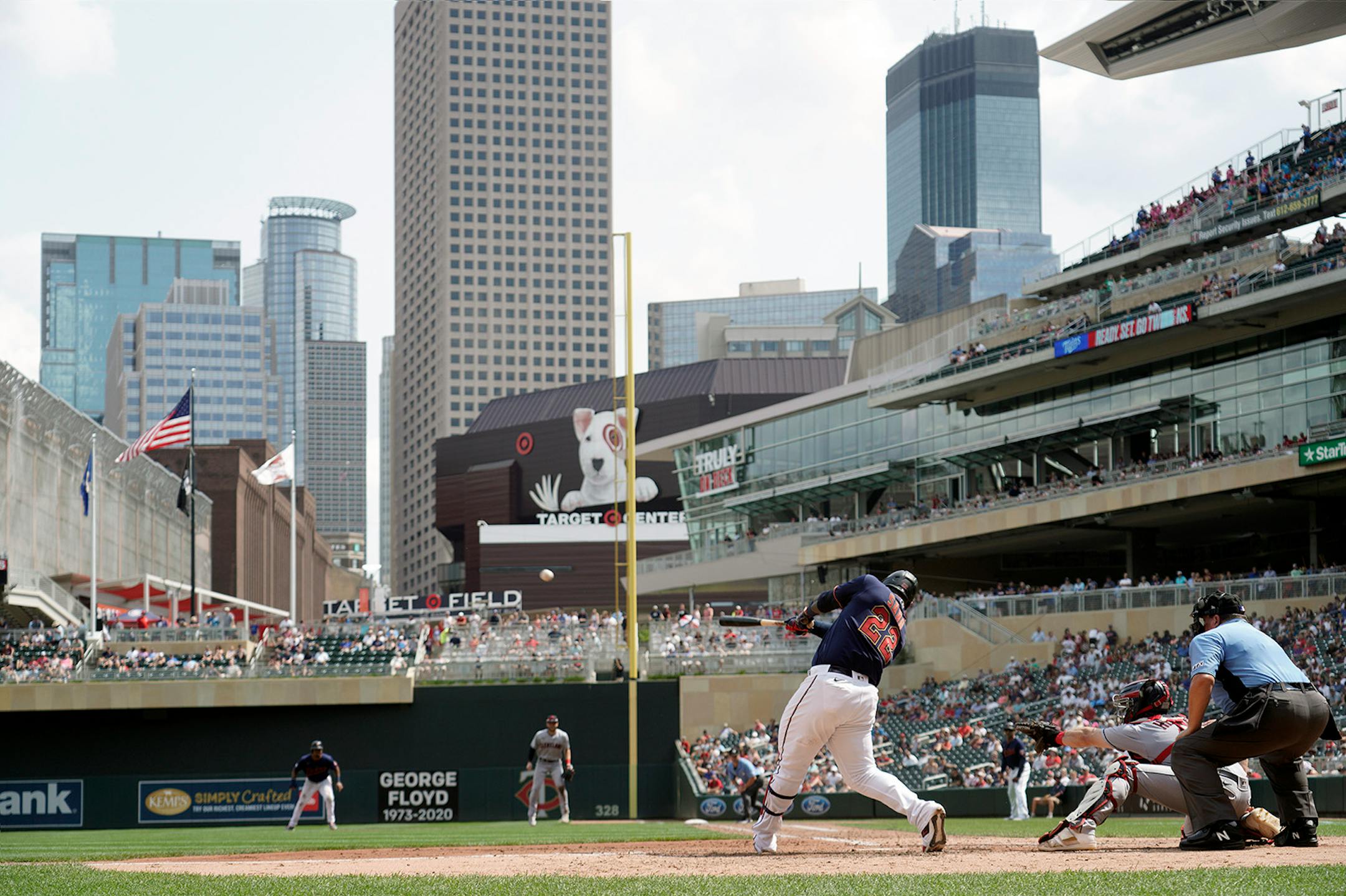 Twins Miguel Sano hit a two RBI double in the 5th inning to tie the game.