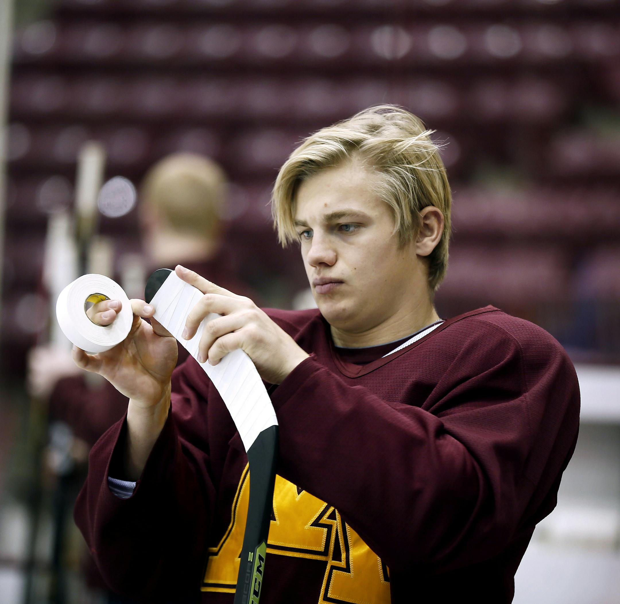 Gopher hockey practice featuring the freshmen, this is Leon Bristedt, on the team Wednesday October 22 , 2014 in Minneapolis ,MN. ] Jerry Holt Jerry.holt@startribune.com