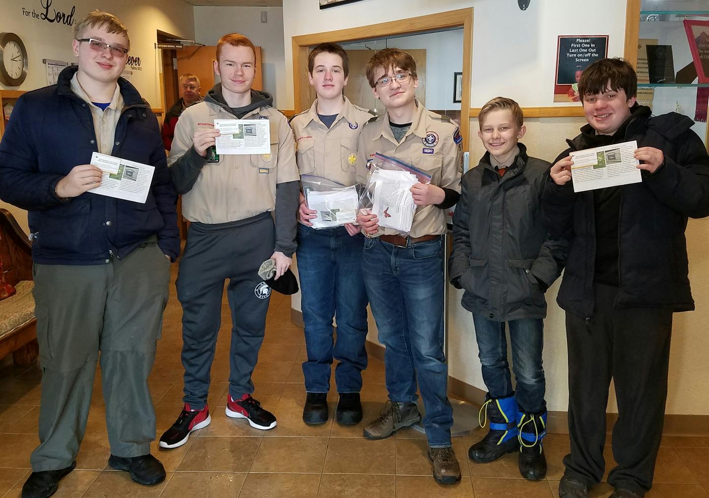 Eric Miers with fellow Boy Scouts working on his Eagle Scout project.