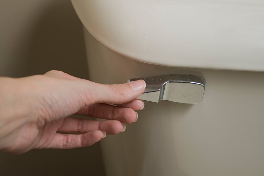 Don’t jiggle the handle. A running toilet is usually caused by a leaky flapper not sealing properly.