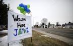 Signs, along US Highway 8 in Barron, Wis., welcoming Jayme Closs home, were photographed Saturday, Jan. 12, 2019.