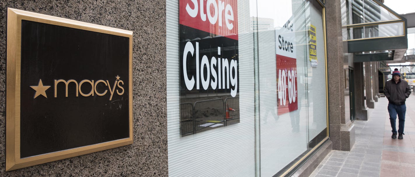 Pulling back: Even with the Macy&#x2019;s closing sale on Nicollet Mall, the Marshalls next door was bustling with shoppers.