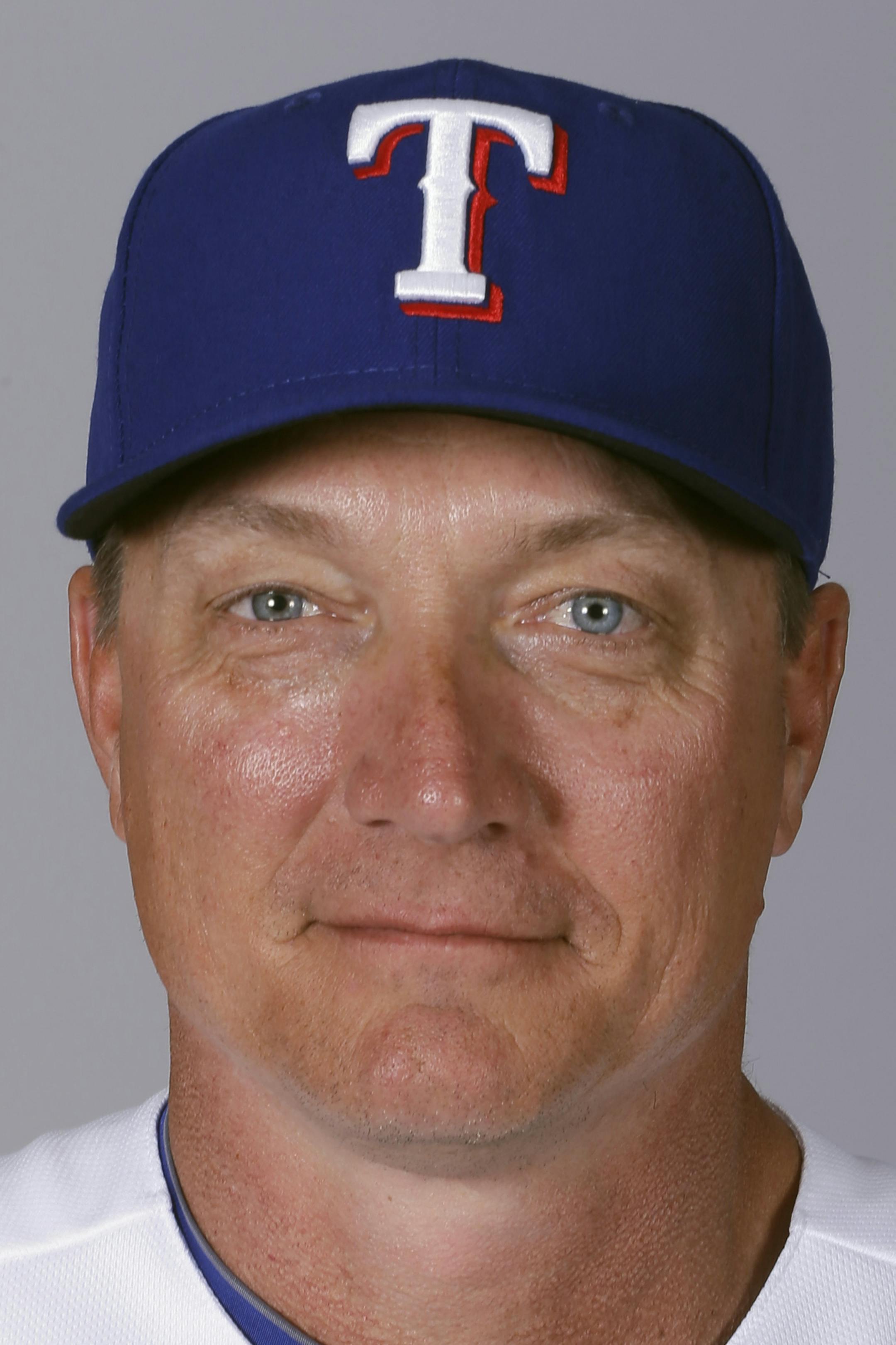 FILE - This is a 2015 file photo showing Jeff Banister of the Texas Rangers baseball team. Jeff Bannister has been selected the AL Manager of the Year after leading the Texas Rangers to a division title in his first season on the job. Bannister got 17 first-place votes for 112 points from the Baseball Writers' Association of America in balloting announced Tuesday, Nov. 17, 2015. (AP Photo/Charlie Riedel, File)