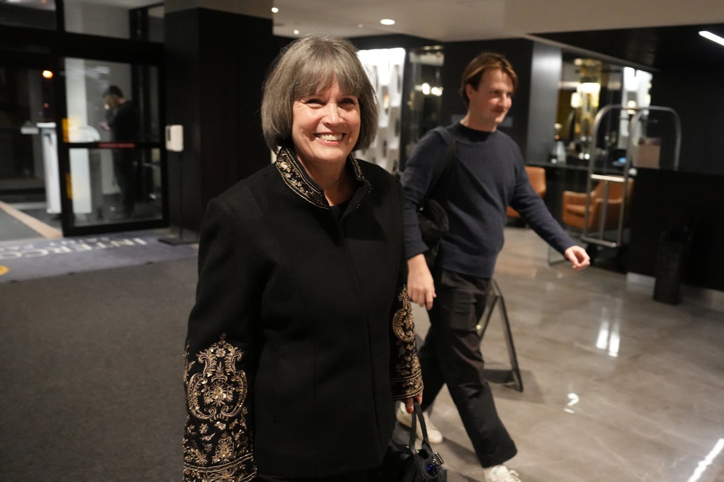 U.S. Rep. Betty McCollum arrived at the DFL election party Tuesday, Nov. 8, 2022 St. Paul, Minn. DFL election night victory party at the Intercontinental Hotel. ] GLEN STUBBE • glen.stubbe@startribune.com