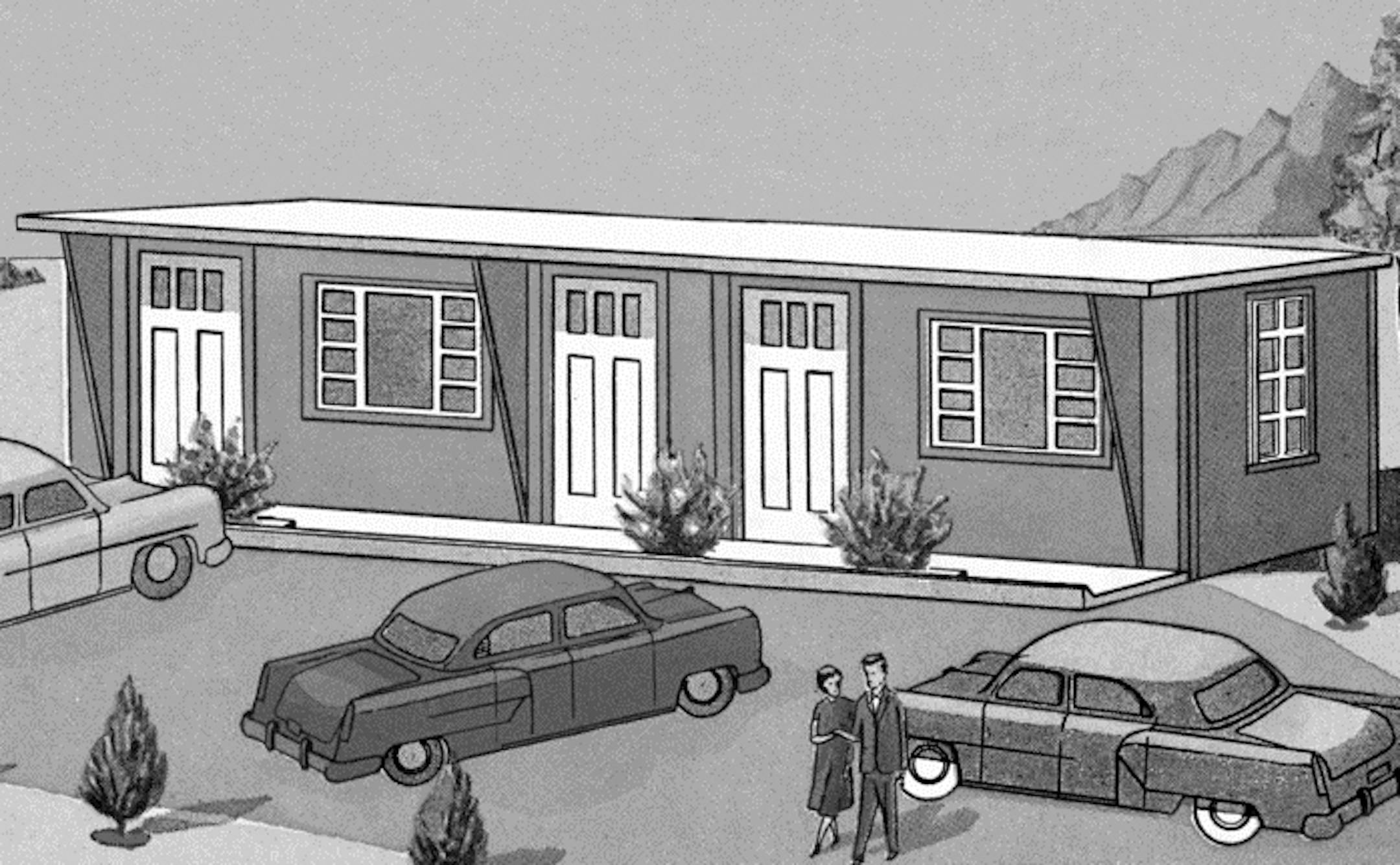 On vintage postcards, the motels are always new and happy.