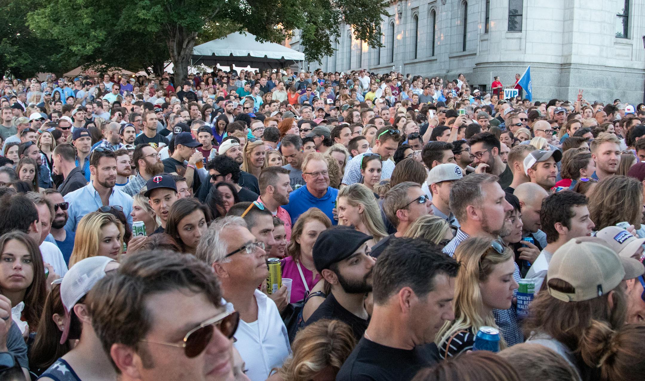 Standing room only in front of the Basilica to watch Gary Clark Jr. perform on the PreferredOne Stage on day one of the 2016 Basilica Block Party on July 8, 2016 at the Basilica in Minneapolis, Minn. [ Special to Star Tribune, photo by Matt Blewett, matt@mattebphoto.com, Basilica Block Party 2016, 550335 BASILICA070916