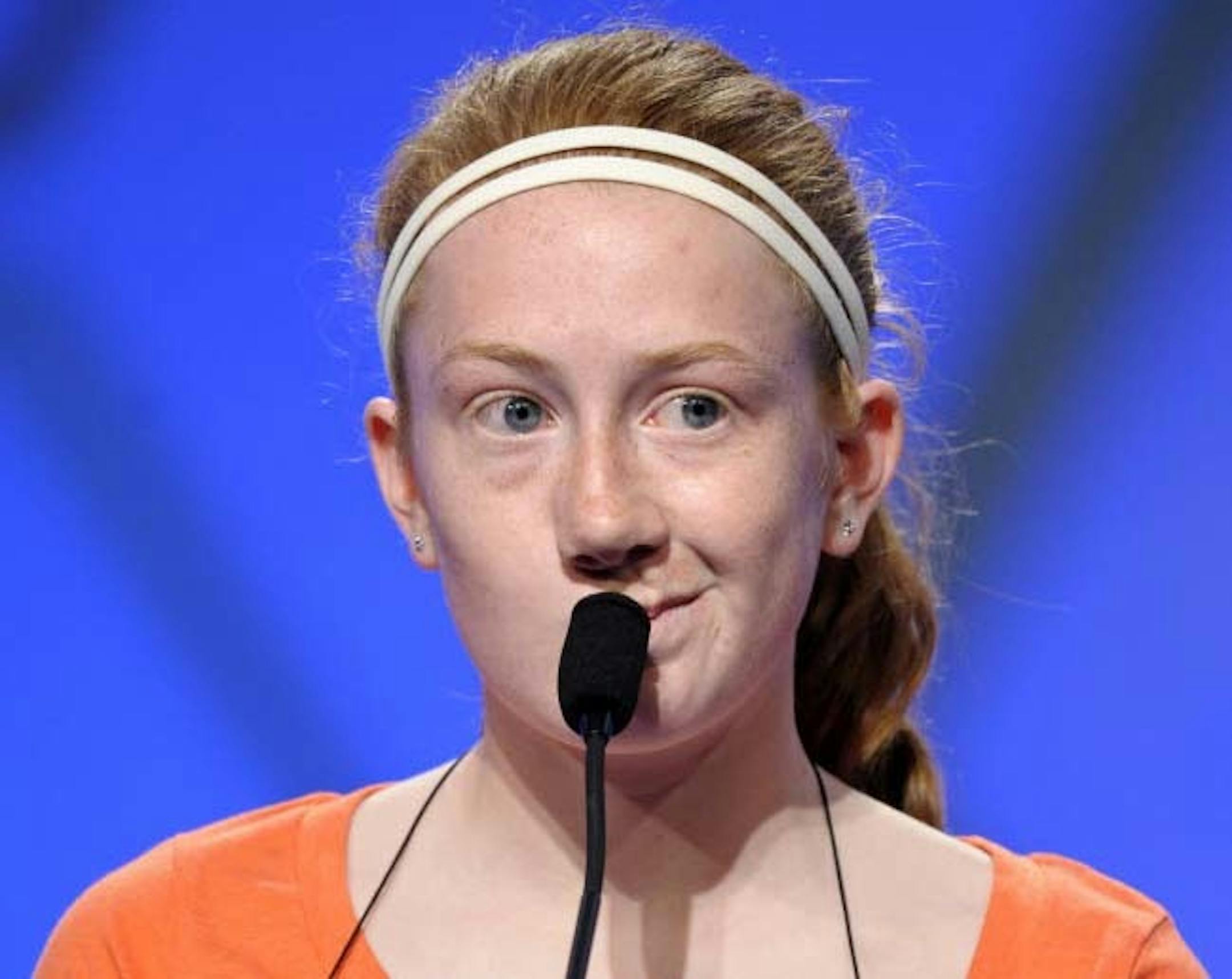 Spelling Bee
Emma Greenlee Emma Greenlee, 14 of Aurora, Minn., spells "joculator" during the semifinal round of the Scripps National Spelling Bee in Oxon Hill, Md., Thursday, May 30, 2013.