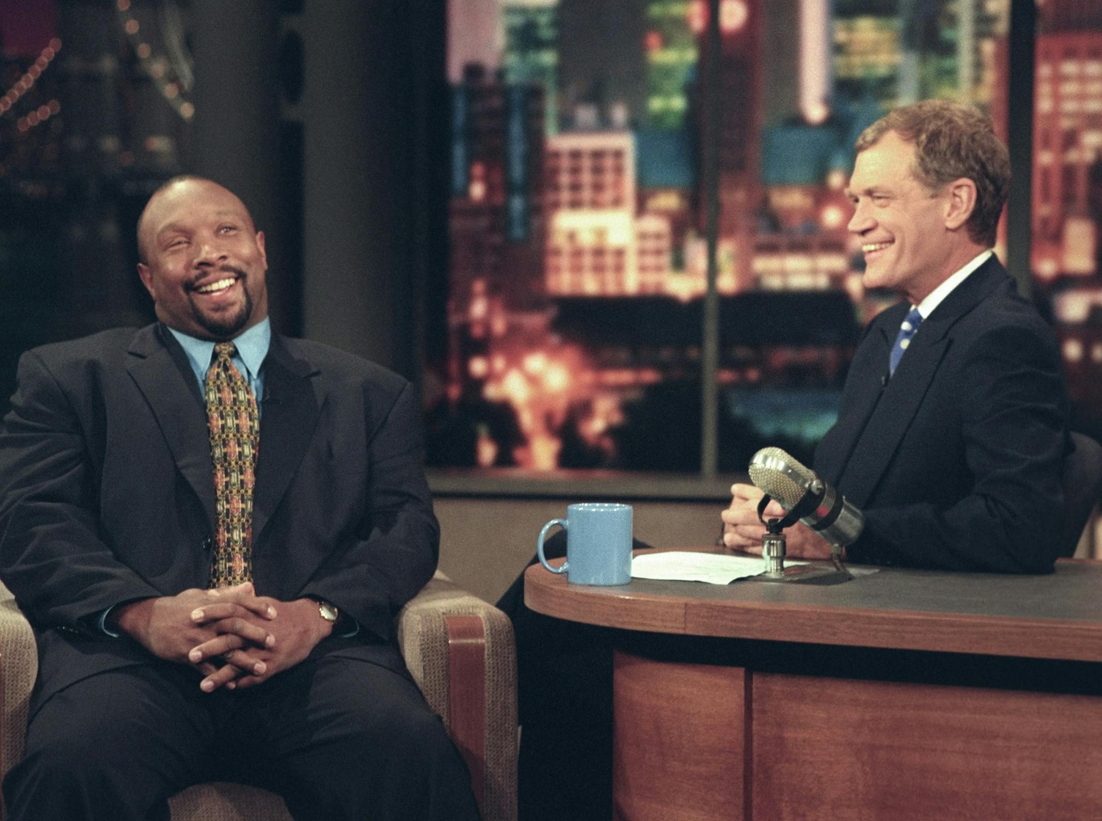 Kirby Puckett on the Late Show with David Letterman, May 9, 1997 on the CBS Television Network. Photo: Alan Singer/CBS &#xa9;1997 CBS Broadcasting Inc. All Rights Reserved