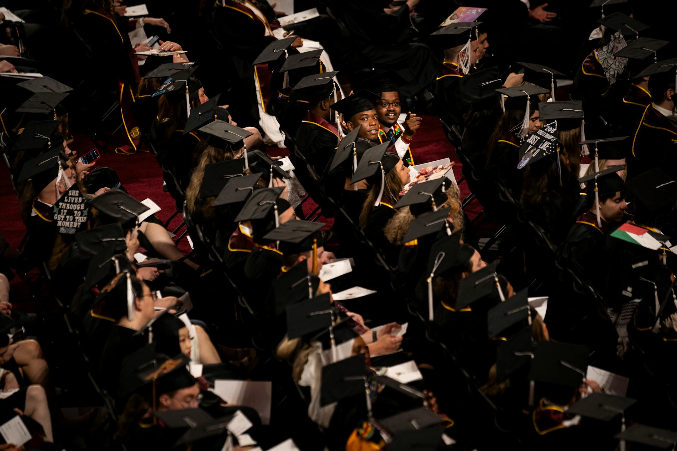University of Minnesota students sit for the College of Liberal Arts’ graduation ceremony on May 12, 2024, in Minneapolis.