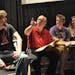 (left to right) Nick James of Eagan, Rosemount playwright Keith Reed, Shane Donahue of Hudson, and Patience Hughes of St. Paul rehearsed for Reed�s 