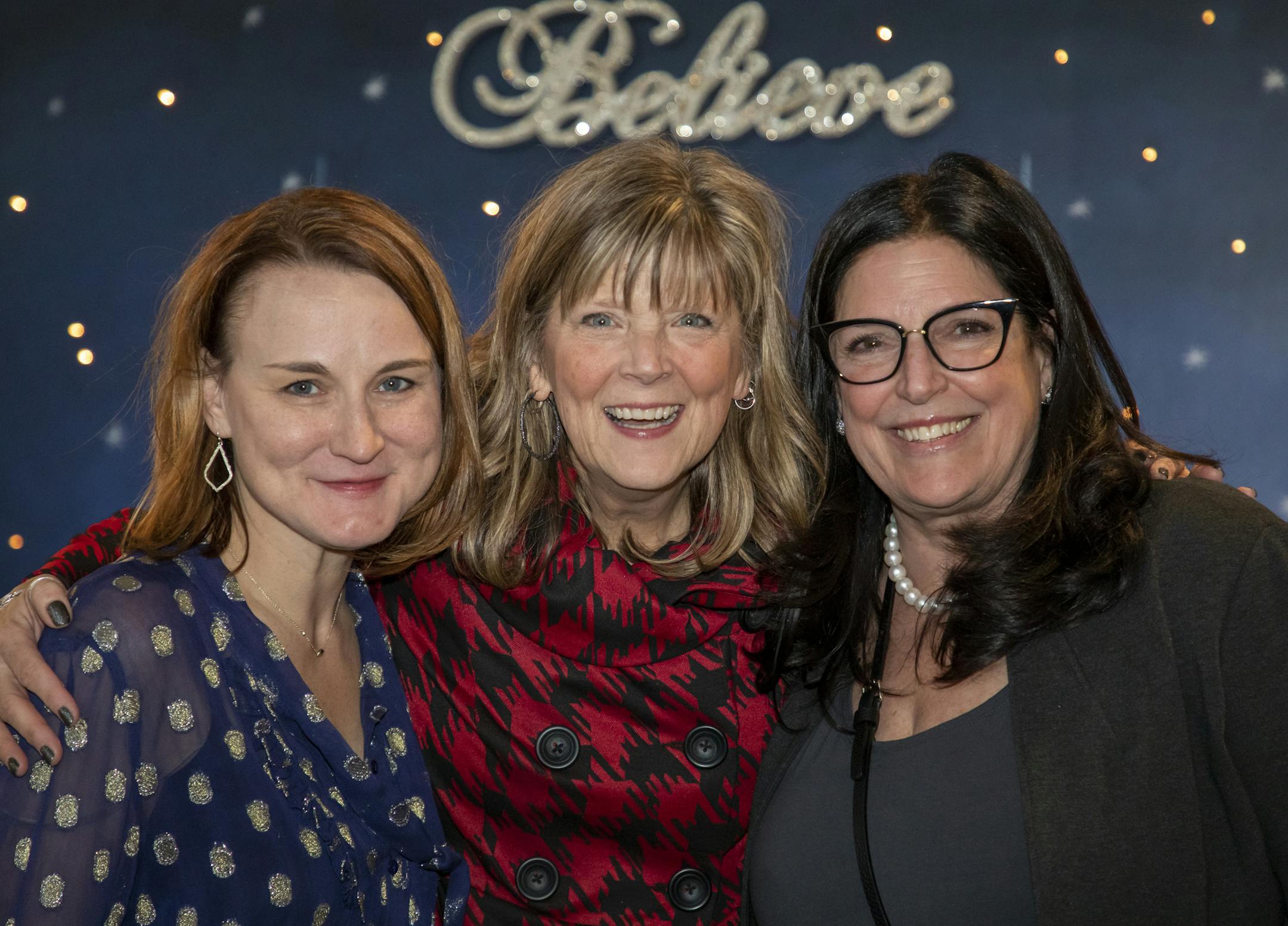 Elizabeth Lori, Sandy Boren-Barrett and Victoria Mogilevsky at the 2019 Stages Theatre Snow Ball [ Special to Star Tribune, photo by Matt Blewett, Matte B Photography, matt@mattebphoto.com, Stages Theatre, Snowball, Elf Jr., Hopkins, Minnesota, Dec. 7, 2019, 1010220592 FACE011220
