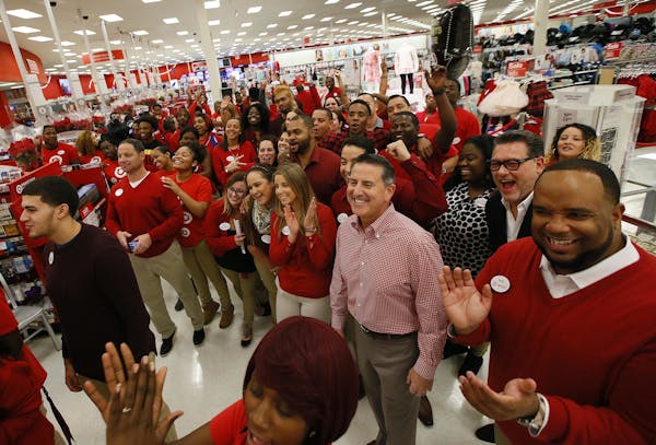Target CEO Brian Cornell kicks off Thanksgiving shopping at Target in 2016.
