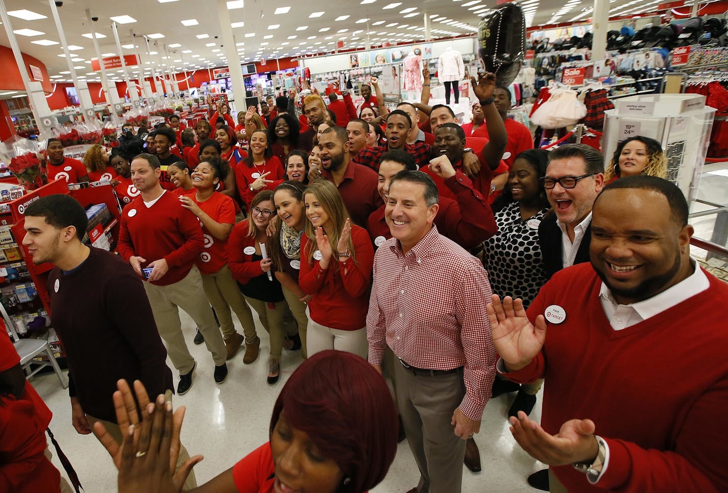 Target CEO Brian Cornell kicks off Thanksgiving shopping at Target in 2016.