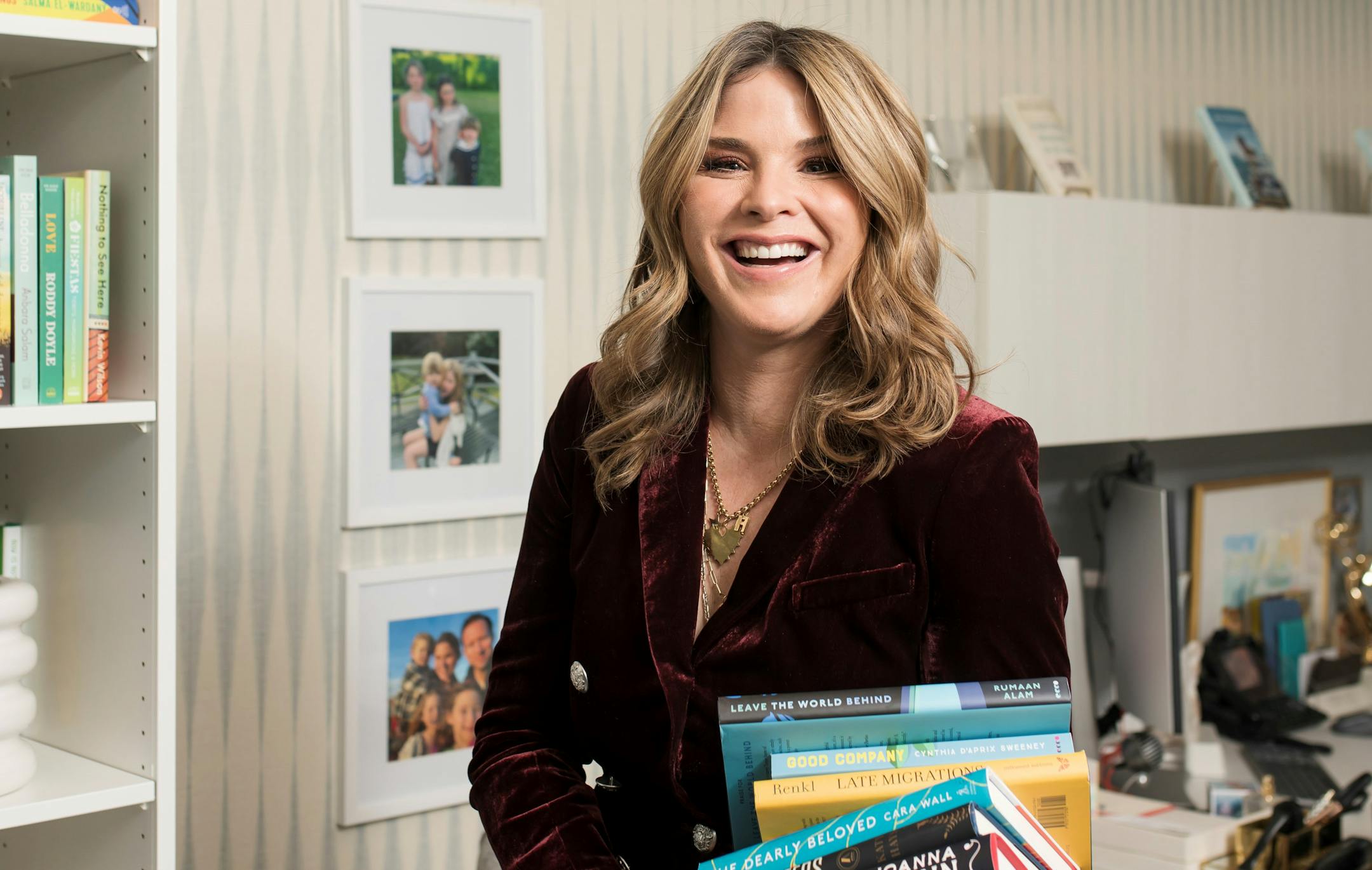 Jenna Bush Hager, a daughter of former president George W. Bush and a co-host of NBC's morning show "Today," in her office at Rockefeller Center, New York, on Dec. 13, 2022. Hager's imprimatur on a book can make the career of a new author. (Karsten Moran/The New York Times)