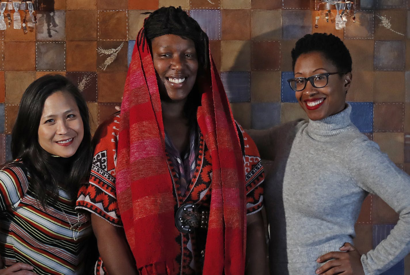 Director May Adrales, left, with the creators of &#x201c;Girl&#x201d;: composer Imani Uzuri and playwright Zakiyyah Alexander.