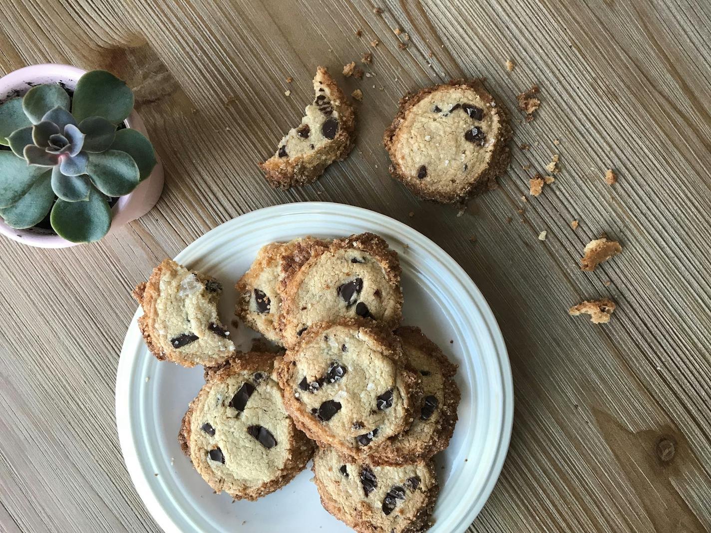 Salted Butter and Chocolate Chunk Shortbread Cookies