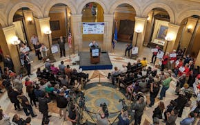 Attorney General Keith Ellison urged more legal protections for patients dealing with medical debts during an April 15 rally at the State Capitol.