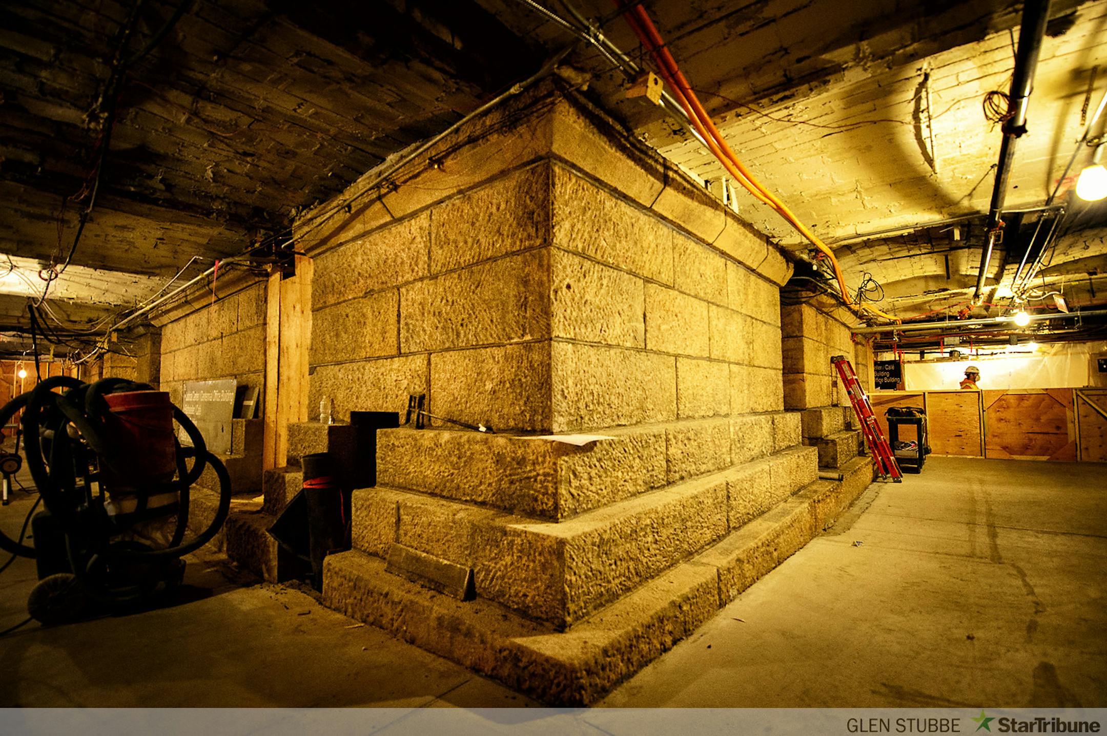 Decades of heavy paint are being sandblasted from huge blocks that form the Capitol foundation.    ]   GLEN STUBBE * gstubbe@startribune.com   Tuesday, December 2, 2014 With just over one month before the start of the 2015 legislative session, Legislators, protesters, lobbyists and school children will find a vastly different State Capitol with no access to the Rotunda and very limited access to the rest of the building.