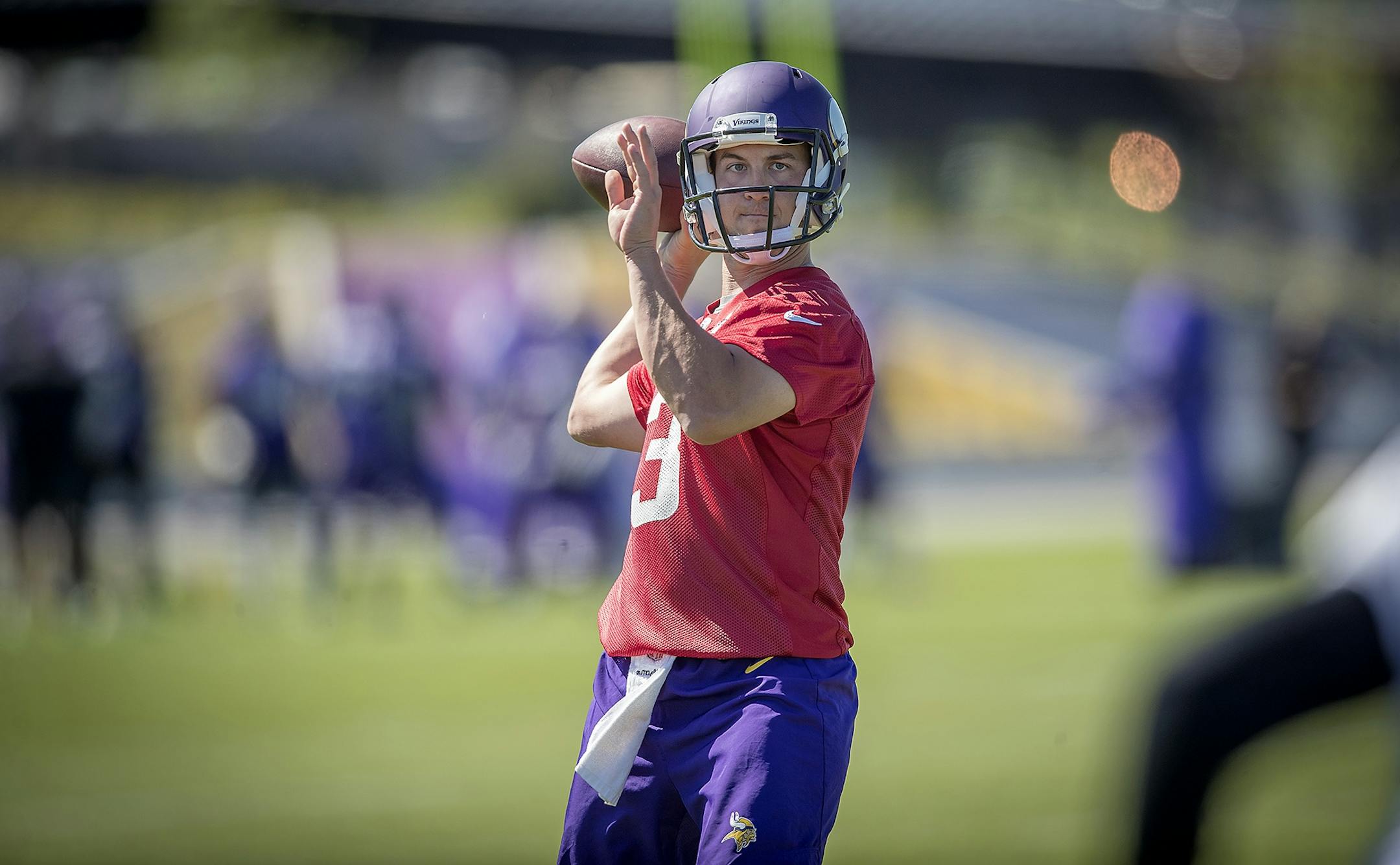 Vikings quarterback Trevor Siemian ran drills during a mandatory Vikings three-day minicamp at the TCO Performance Center, June 13, 2018 in Eagan, MN.