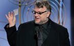 This image released by NBC shows Guillermo del Toro accepting the award for best director for "The Shape of Water," at the 75th Annual Golden Globe Aw