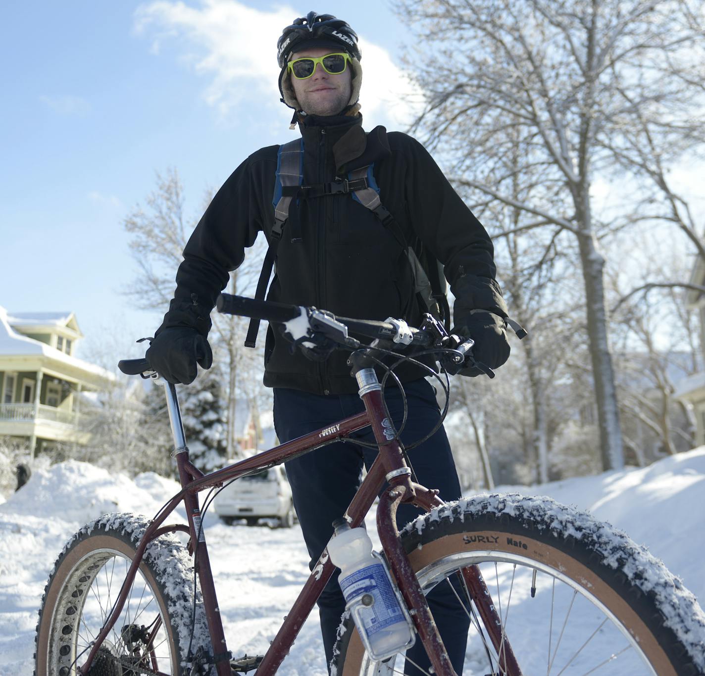 Chris Graham is an avid winter biker and co-owner of Rock-It bike courier service in Minneapolis. Graham rarely suspends delivery services, except this winter when there were several days when biking was dangerous. ] (AMANDA SNYDER/ Special to the Star Tribune)