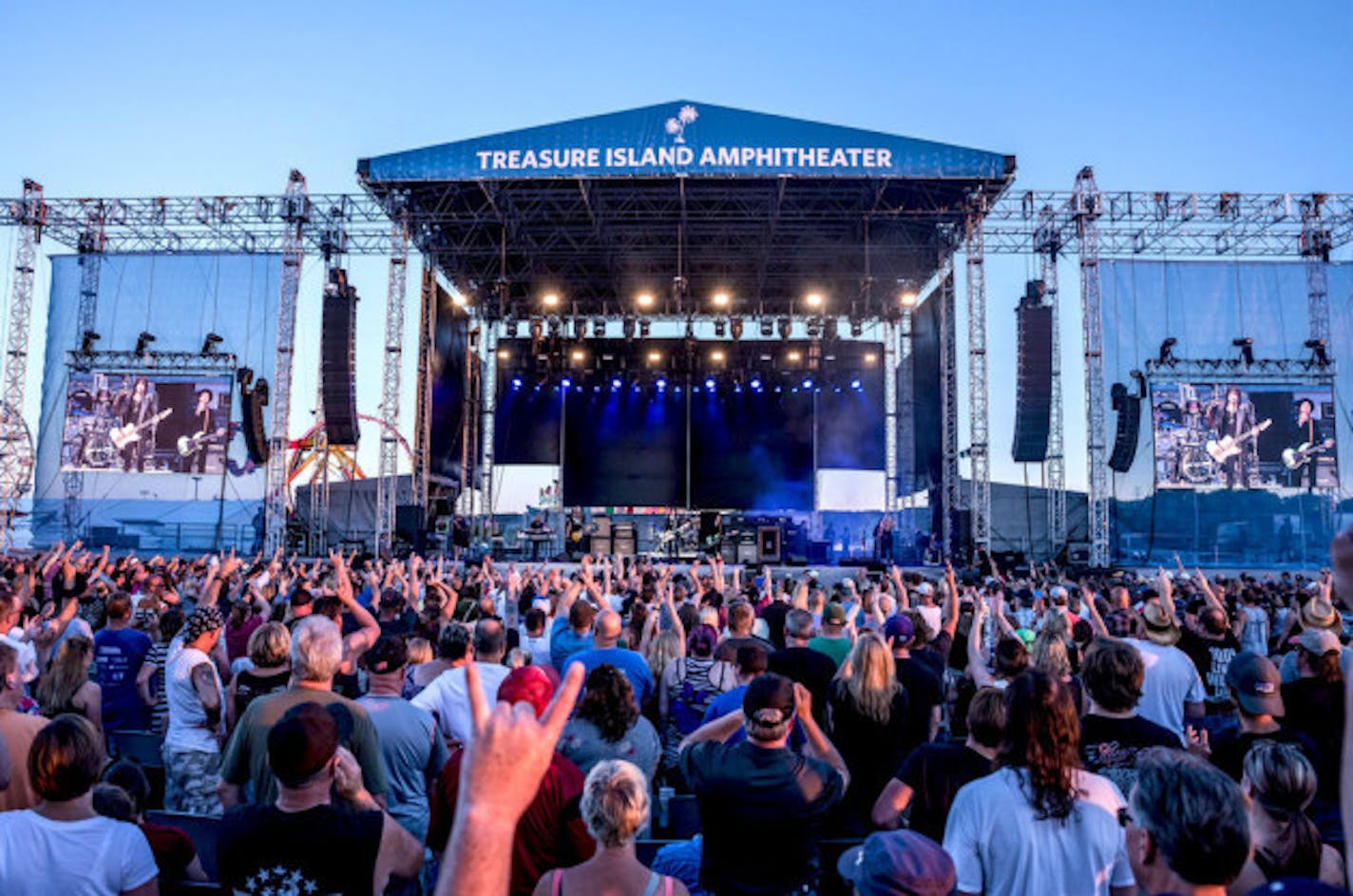 Treasure Island Casino's new amphitheater opened in June and faces its first rain-out tonight.