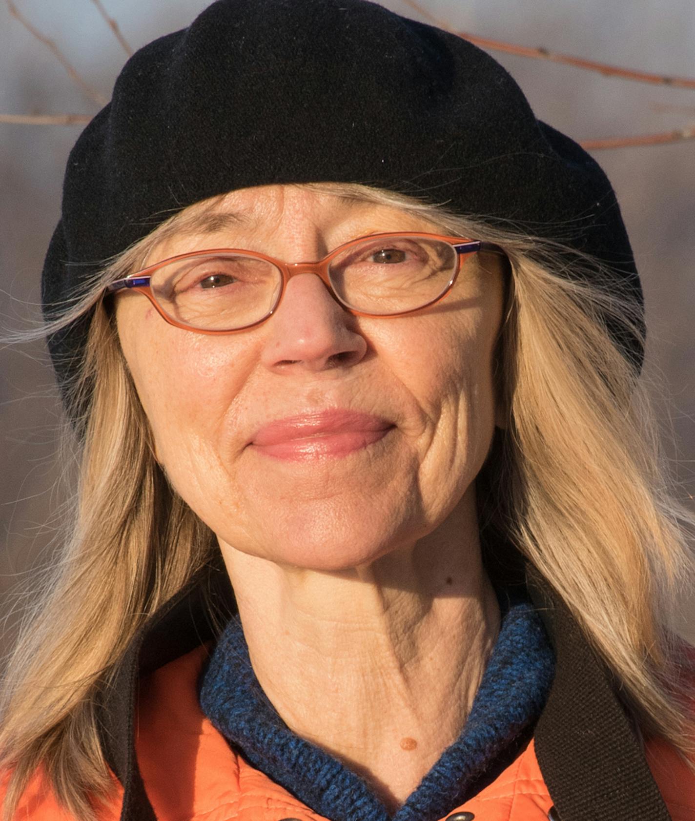 Kathleen Weflen, editor, Minnotoota Conservation Volunteer magazine, photographed January 18, 2017 in the Bruce Vento Nature Sanctuary, St. Paul