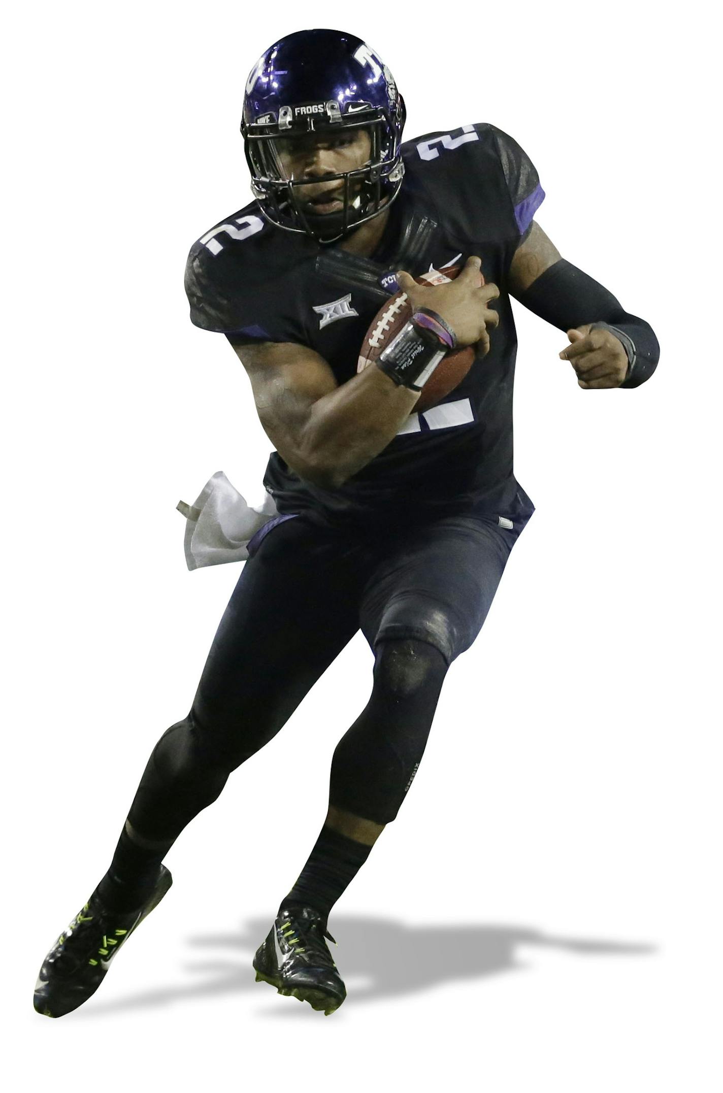 TCU quarterback Trevone Boykin (2) finds room to run during the first quarter of an NCAA college football game against the Kansas State Saturday, Nov. 8, 2014, in Fort Worth, Texas. (AP Photo/LM Otero) ORG XMIT: TXMO106