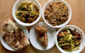 Selections from Curry in a Hurry in Minneapolis, which will close sometime this summer.