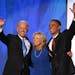 Barack Obama made a surprise visit to the DNC Wednesday night, celebrating with running mate Joe Biden and his wife, Jill.