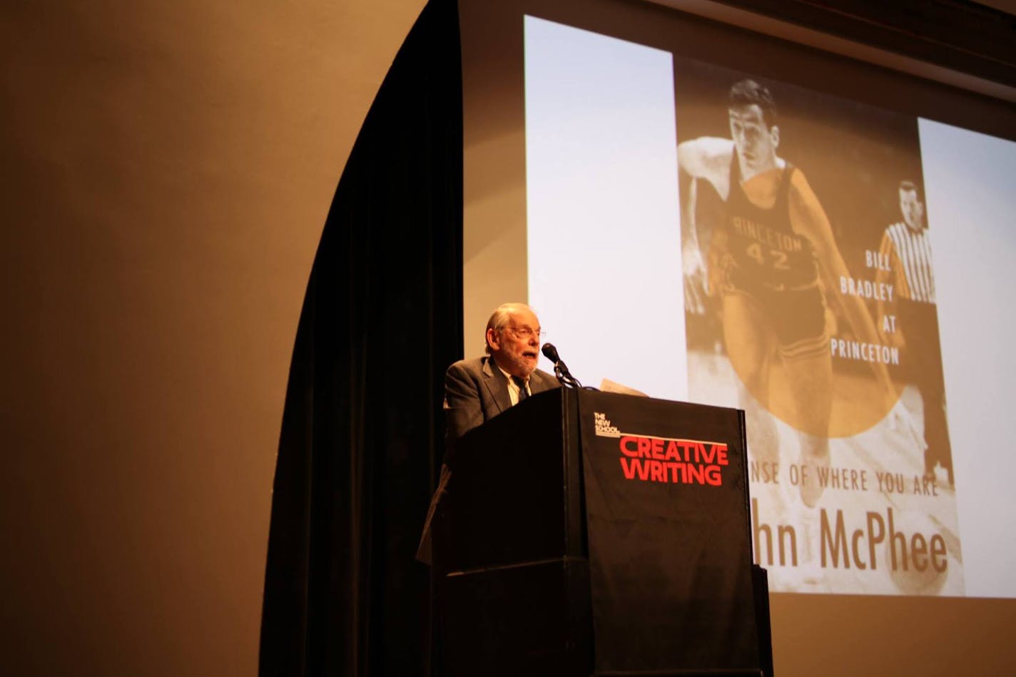 John McPhee delivers his remarks upon winning the NBCC's Ivan Sandrof Lifetime Achievement Award.