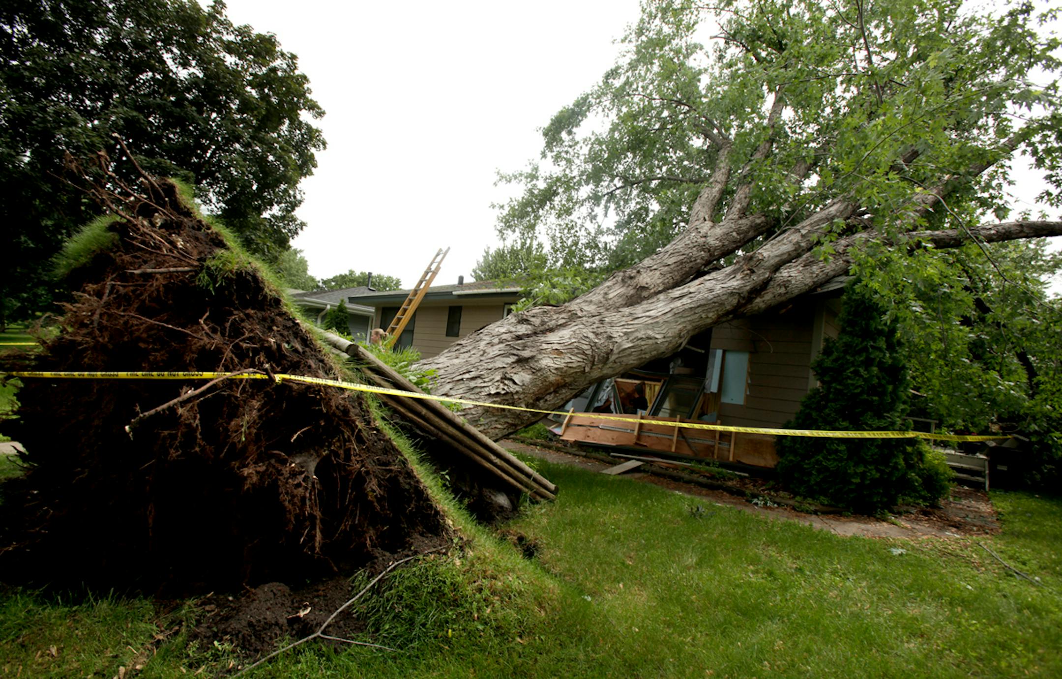 A tree distroyed a home at 4364 Chowen Ave North in Robbinsdale, MN. June 21, 2013.