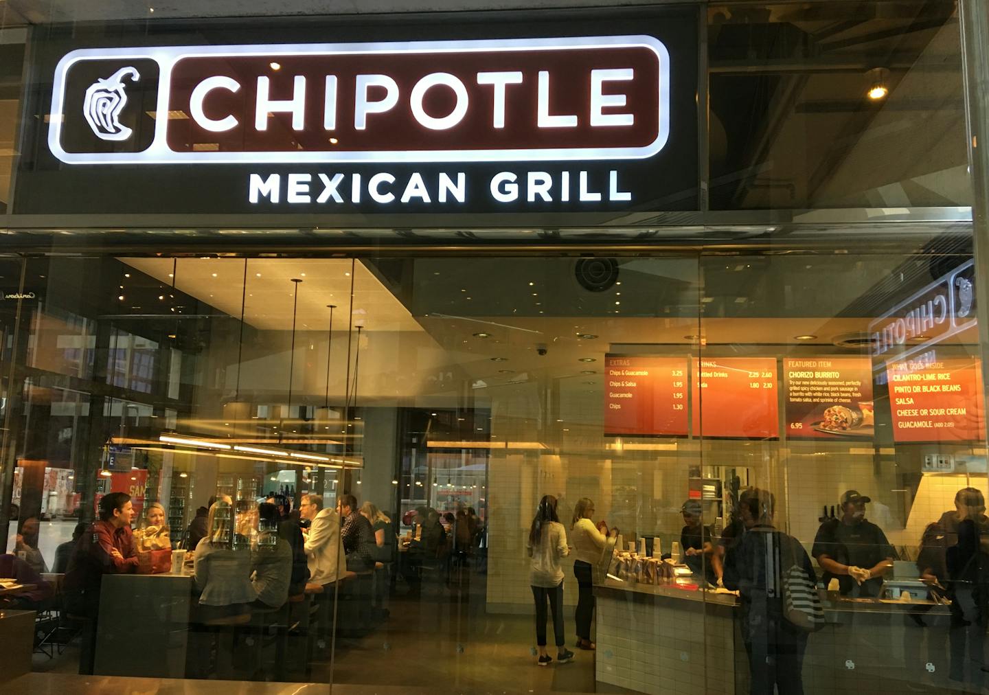 The Chipotle restaurant in the US Bank building in downtown Minneapolis was one of its locations affected by malware.