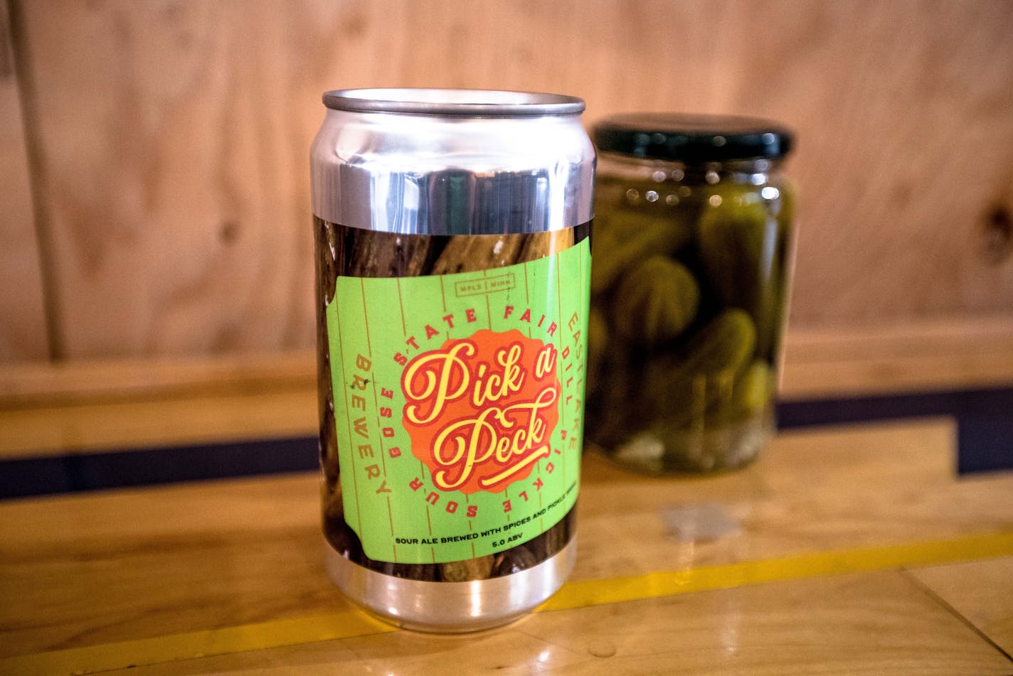 Pick-a-Peck is Eastlake's latest special release for the State Fair, a sour dill pickle gose. Brewed with our house pickle blend, we added hand-crafted pickle juice to create this tart briney treat. 4.0% ABV. Available exclusively at the Eastlake taproom. (Eastlake Craft Brewery)