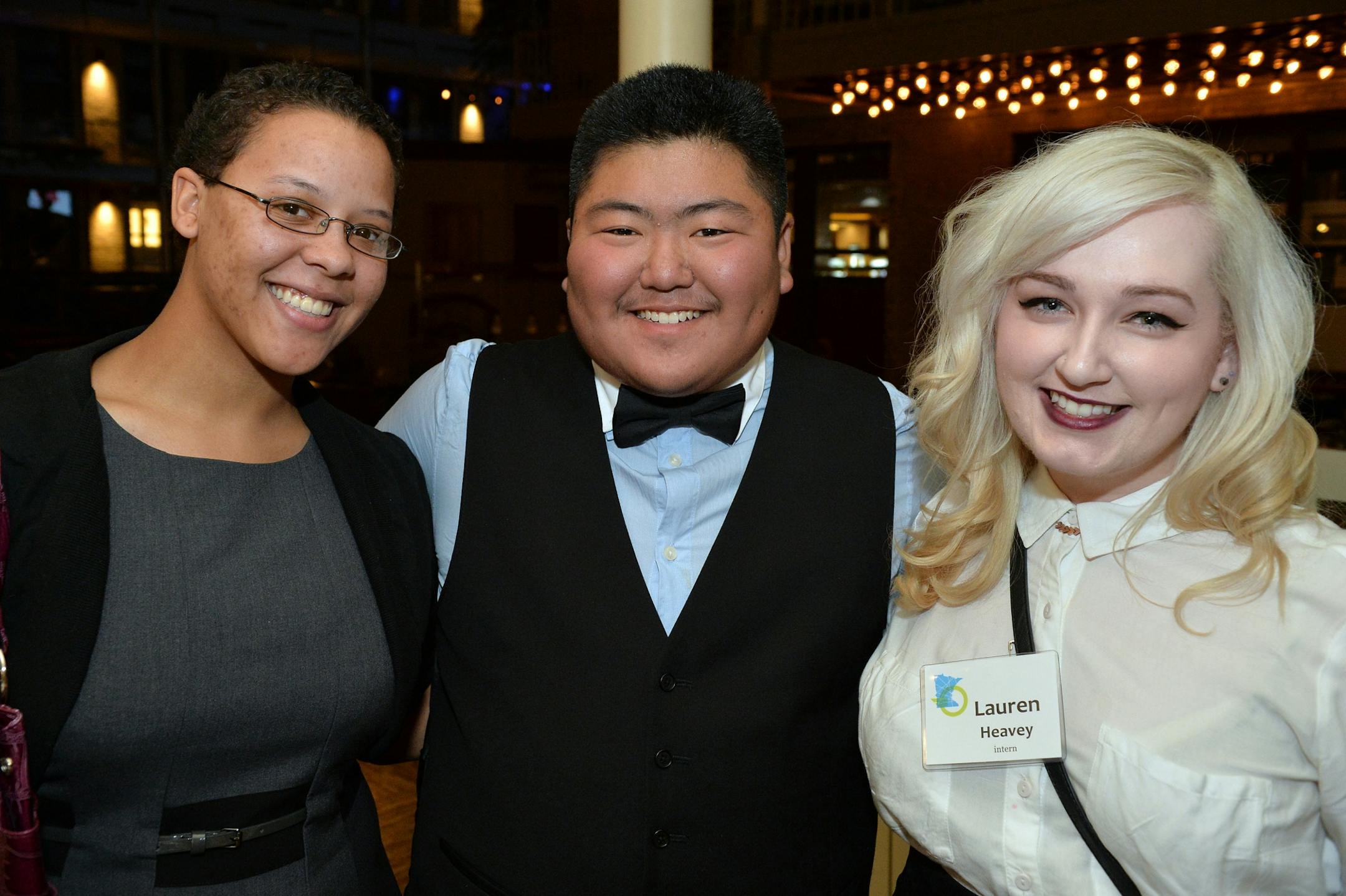 From left, Tia Agate, Visionary Award winner Jae Bates and OutFront intern Lauren Heavey.