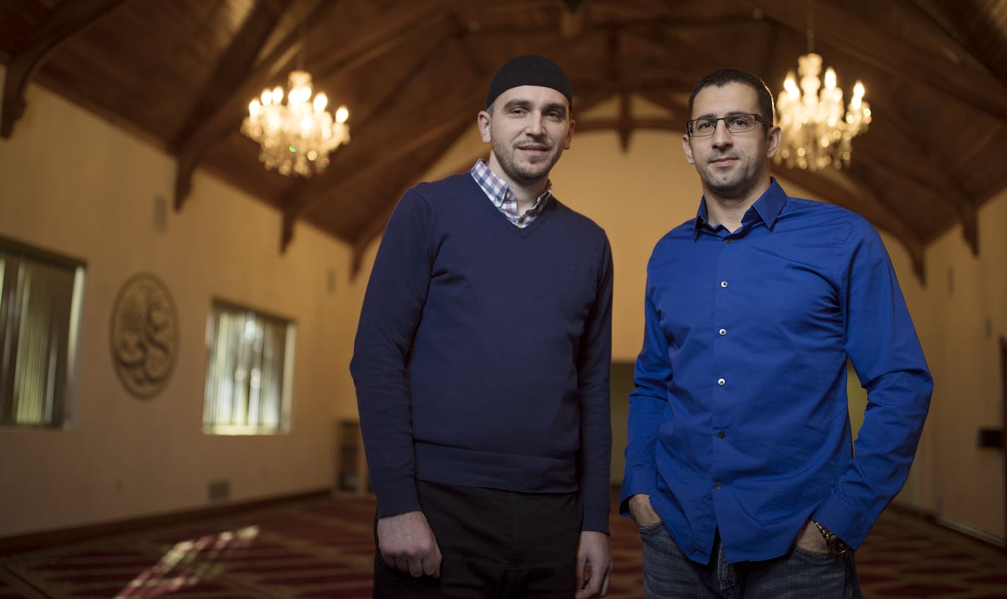 Imam Jasmin Suljkanovic left and Enes Gluhic posed for a portrait at the Islamic Community of Bosniaks in Minnesota Wednesday January 18, 2017 in Minneapolis, MN.].Jerry Holt / jerry. Holt@Startribune.com