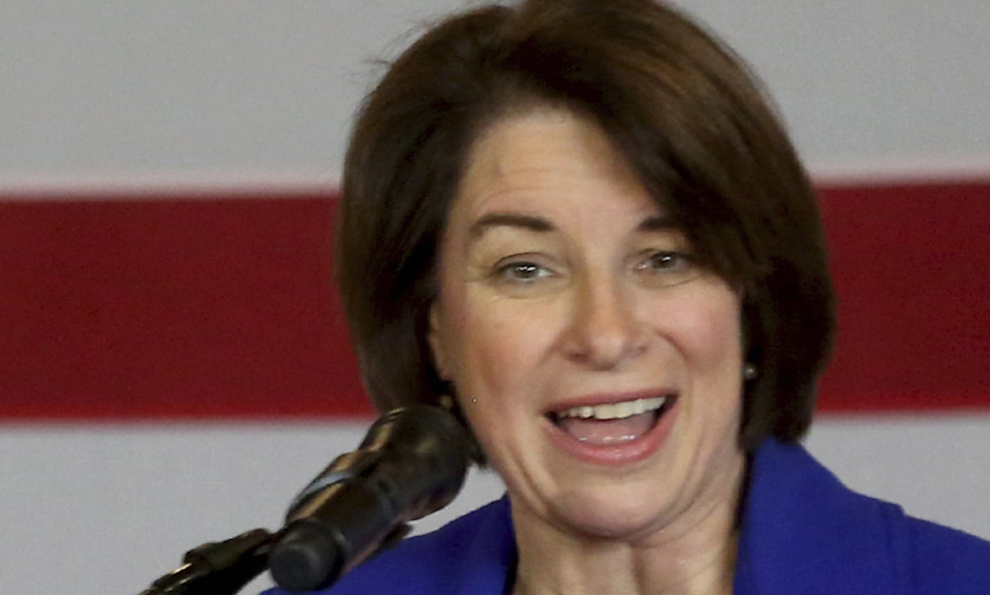 Democratic presidential candidate U.S. Sen. Amy Klobuchar, D-MN., speaks during an event at Grand River Center in Dubuque, Iowa, on Saturday, Dec. 7, 2019. (Jessica Reilly/Telegraph Herald via AP)