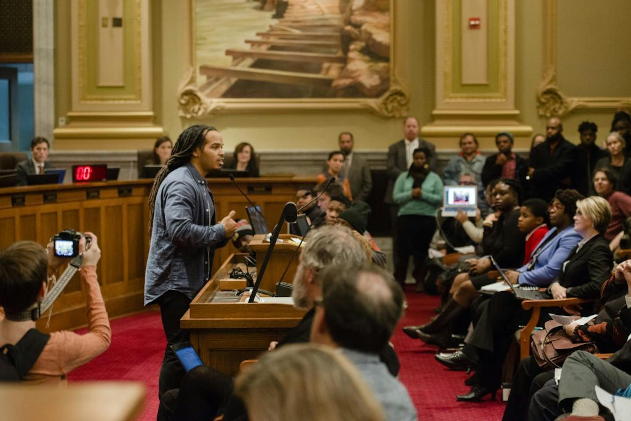 Jeremiah Bey Ellison spoke out against the Fourth Precinct proposal and denounced it's would-be supporters on the council.