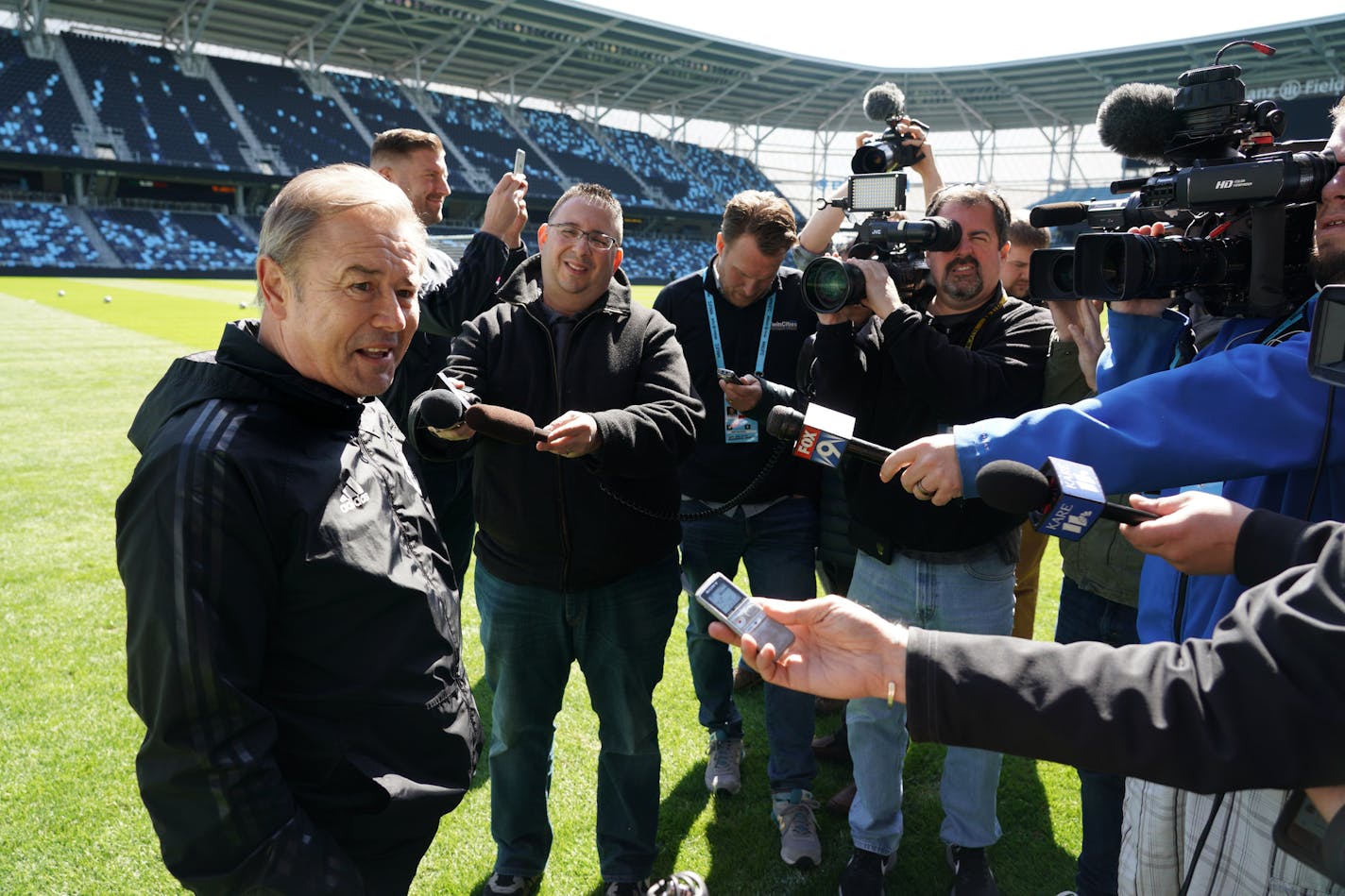 First Minnesota United soccer practice at Allianz Field Ibn St. Paul. Adrian Heath. Head Coach. Talked with the press after practice. ]
brian.peterson@startribune.com
St. Paul, MN Wednesday, April 3, 2019