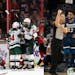 Wild players celebrated Saturday during a victory over Ottawa (left), and the Wolves and Karl-Anthony Towns had good moments Sunday against the Lakers
