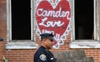 Camden County Police Department officer Louis Sanchez is seen on foot patrol in Camden, New Jersey, on May 24, 2017. In 2013 the city of Camden, New J
