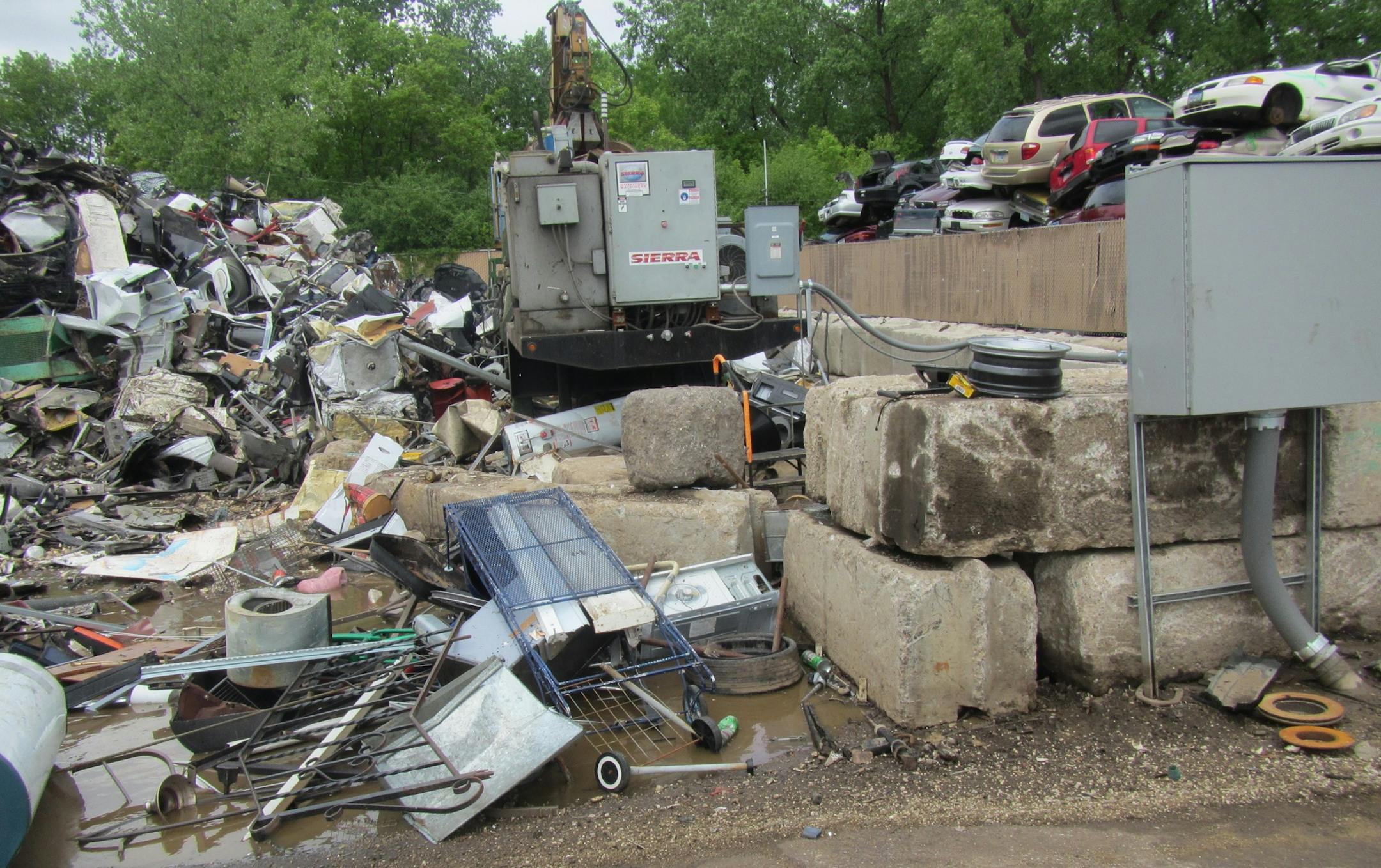 Hazardous debris on the recycler's property.