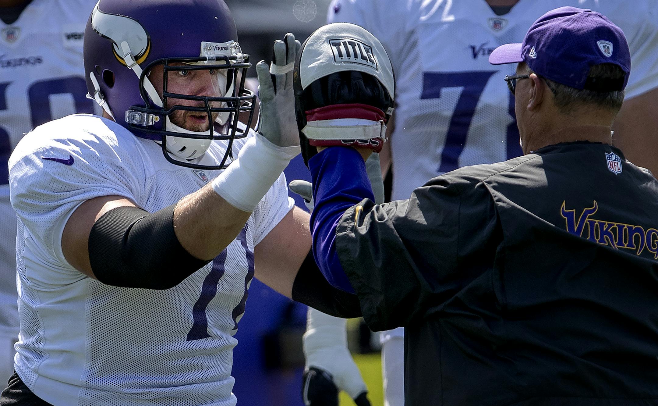 Minnesota Vikings offensive tackle Riley Reiff (71) during practice on Tuesday. ] CARLOS GONZALEZ ï cgonzalez@startribune.com - August 15, 2017, Eden Prairie, MN, Winter Park, Minnesota Vikings Practice