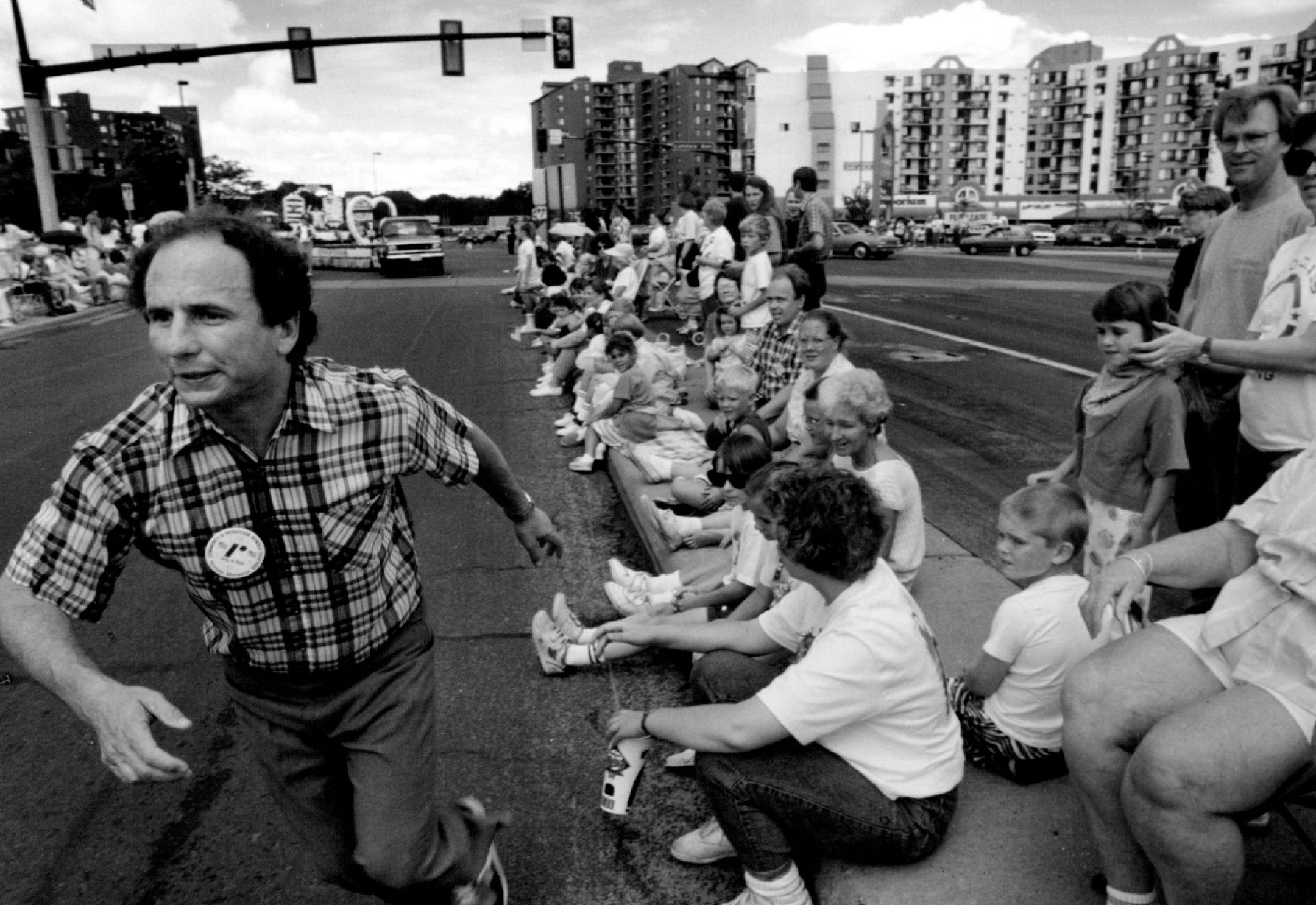 July 4, 1991: Sen. Paul Wellstone recovering from early political problems appearing at July 4 celebrations at Godfrey House and Richfield parade.