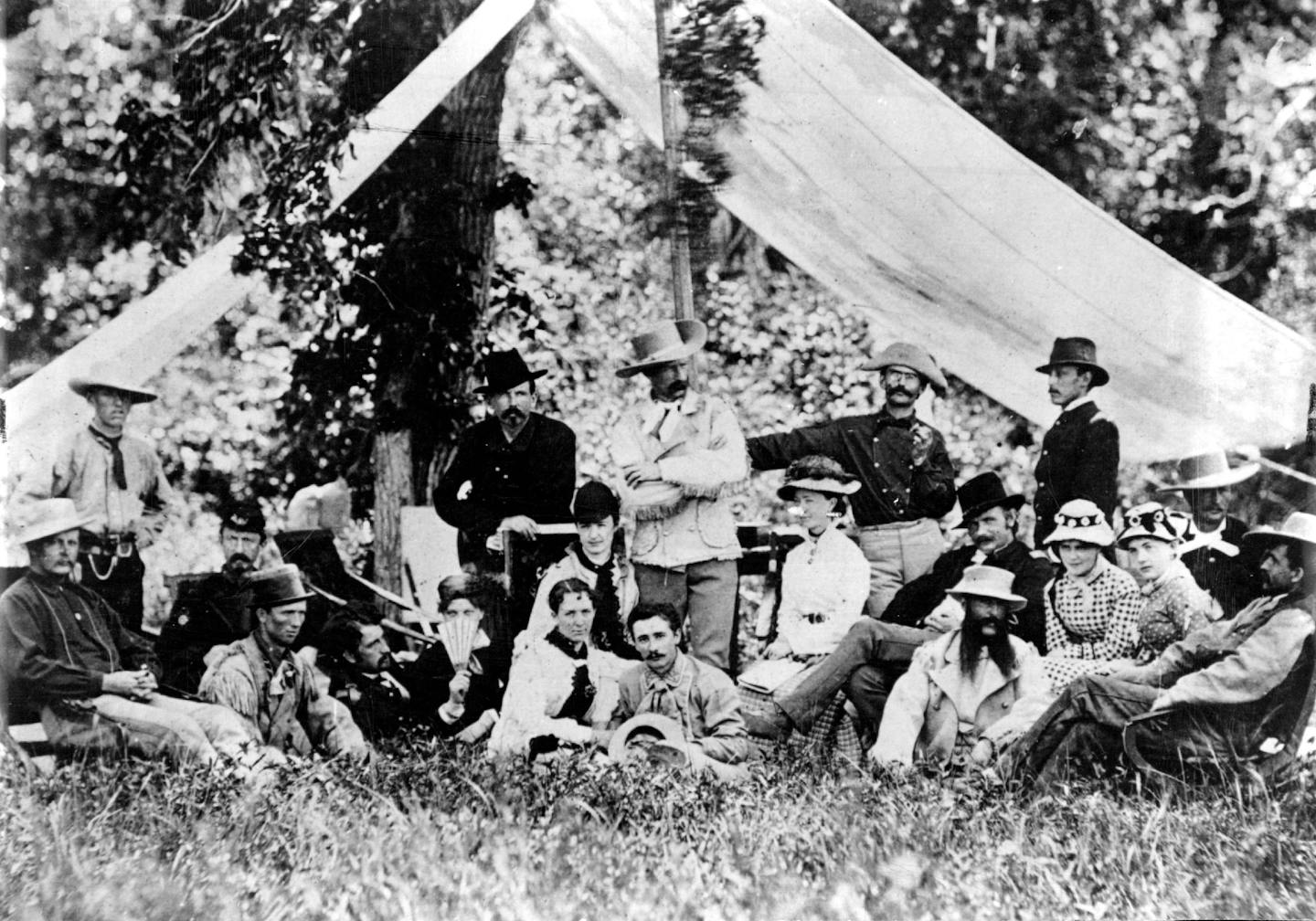 January 20, 1985: Pictured here, center, are General and Mrs. George A. Custer. This historic photo was taken of a hunting group near Fort Abraham Lincoln, Dakota Territory, not long before the Battle of the Little Big Horn, in which Custer and his entire command were killed by an Indian war party.