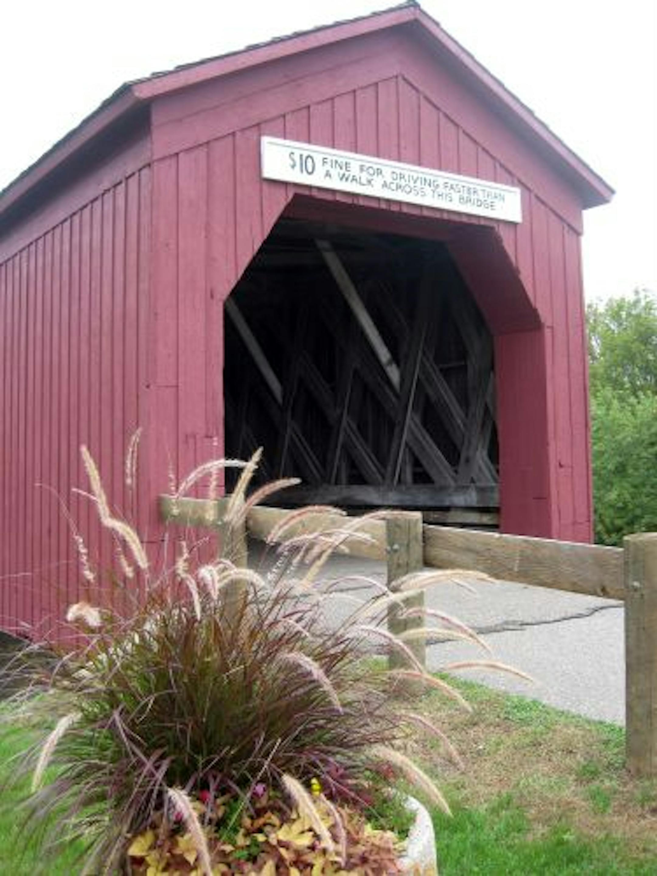 Zumbrota's covered bridge, constructed in 1869 and moved to its present location in 1997