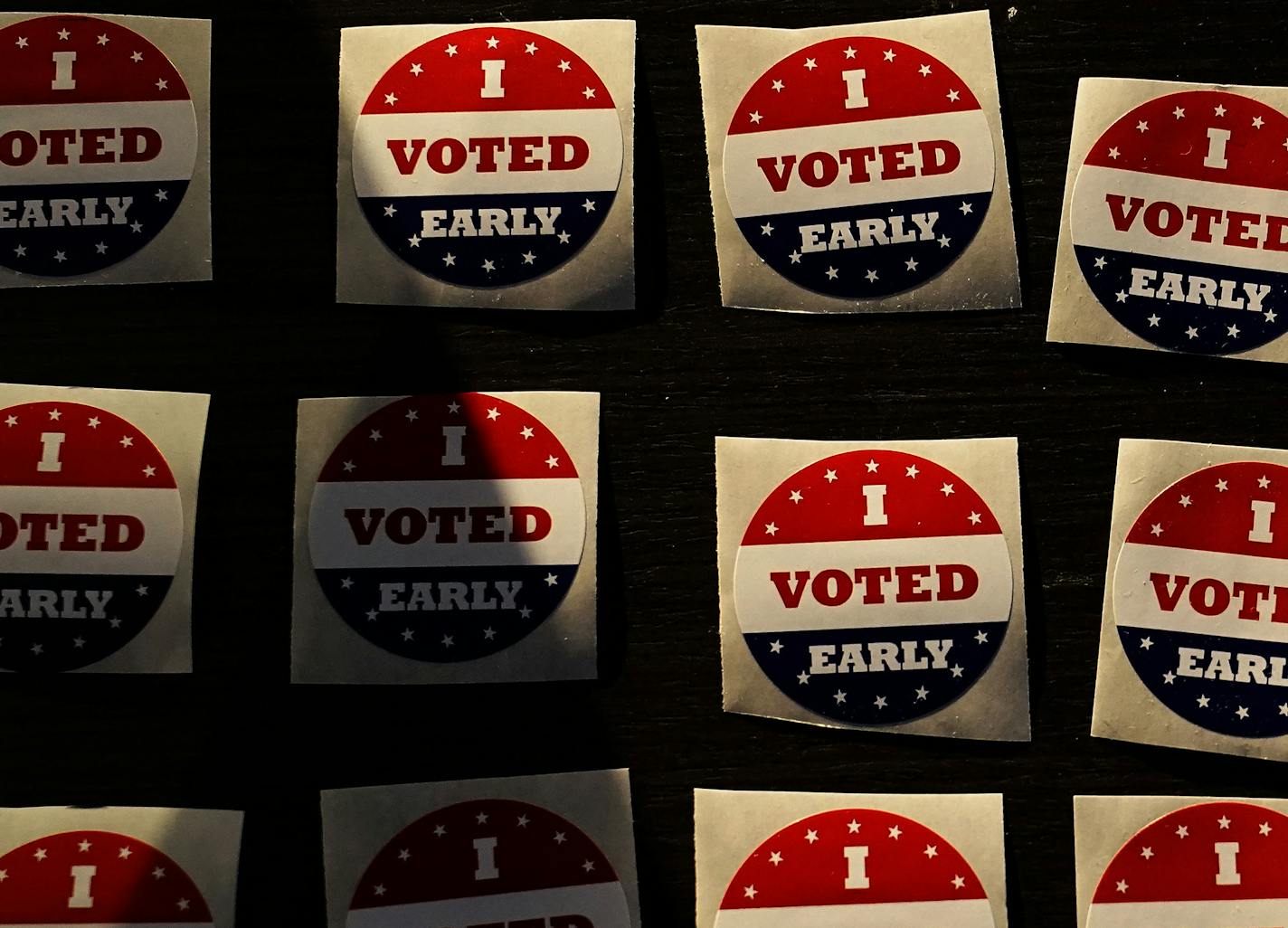 I voted stickers await voters who cast their ballots during early voting at Minneapolis Elections and Voter Services Friday in Minneapolis. ] DAVID JOLES • david.joles@startribune.com Friday, Sept. 18, 2020, in Minneapolis, MN. Early voting in Minneapolis on first day of voting Friday.**Jack O'Rourke, Jason Miller, Simone Frierson, Nick Stumo-Langer, cq